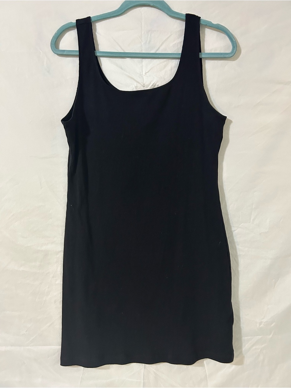 H&M Basic Black Ribbed Tank Dress Sleeveless Scoop Neck Size L